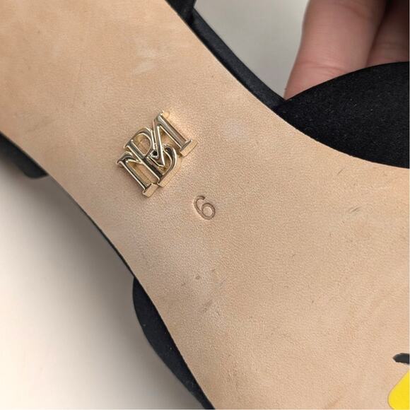 Badgley Mischka Carlise Satin Rosette Slingback Pumps Women's Black Size US6 - Picture 13 of 13